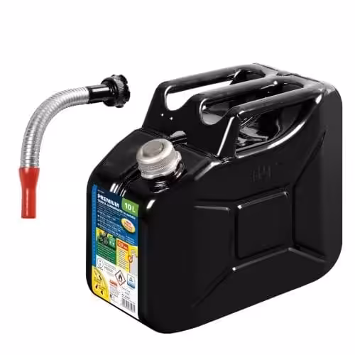 Jerrican Carburant En Métal 10 L + Tuyau Flexible