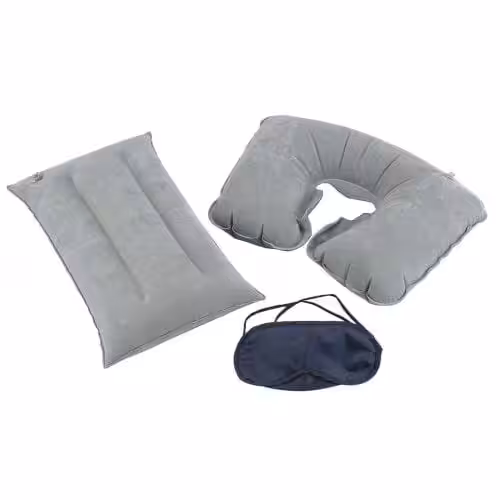Set De Voyage - 2 Coussins Gonflable avec Masque De Nuit