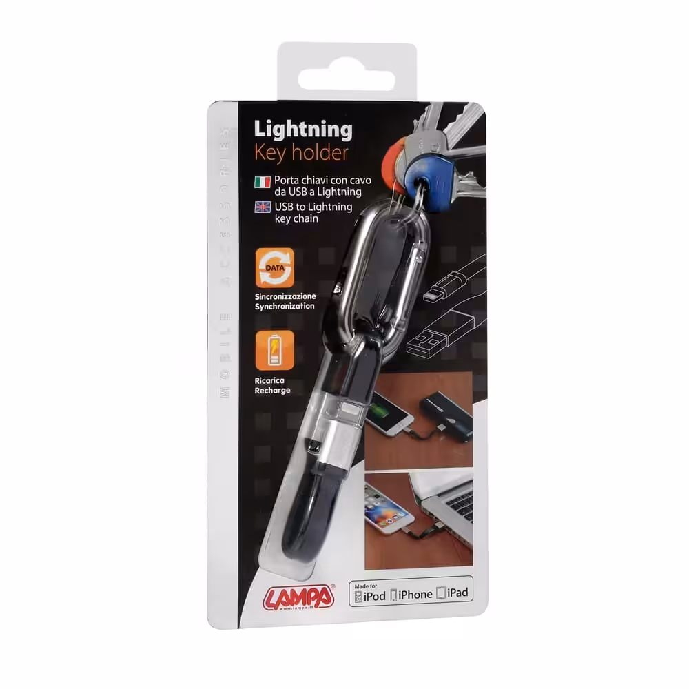 Porte-clé avec câble USB> Lightning, 10 cm - Blister