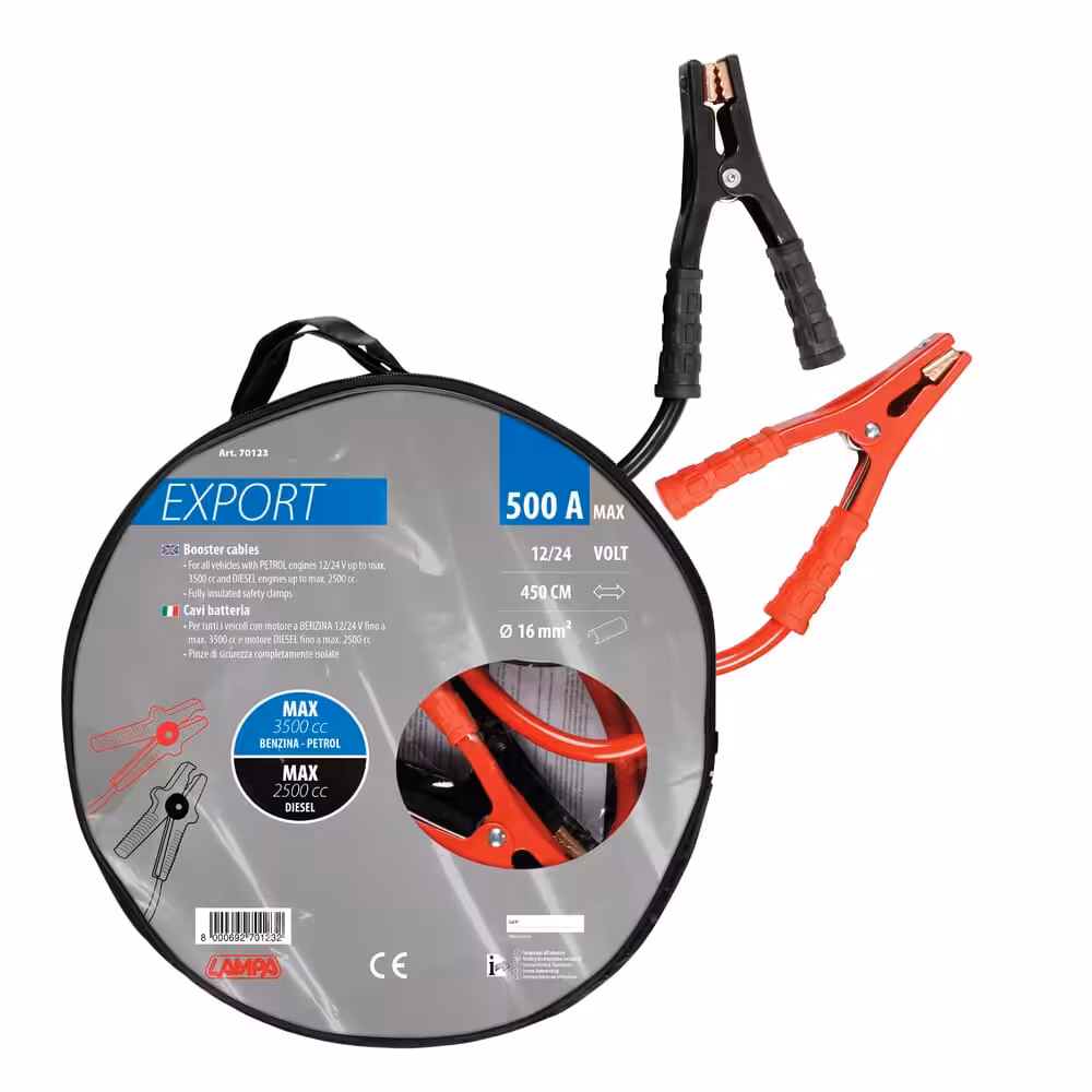 Câbles batterie Export 12/24V - 450 cm - 500 A - 16 mm²
